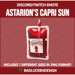 Astarion's Capri Sun Emote/Emoji | Baldur's Gate 3 | Twitch Youtube Discord Sticker BG3 Blood Bloodless Vampire | Instant Download PNG Files