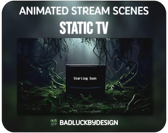 Horror Cave Static TV Animated Stream Scene Pack | Spooky Dark Creepy Twitch Screen, Starting Soon, Be Right Back, Chatting, Offline, Ending