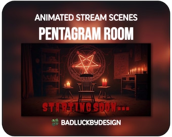Animated Pentagram Horror Room Stream Scenes - Spooky Gothic Twitch Screens | Vtuber Background | Instant Download