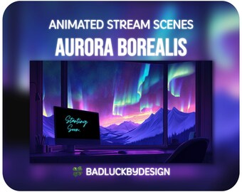Animated Aurora Borealis Stream Scenes - Mountain Office Twitch Screens | Vtuber Background | Instant Download