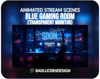 Geanimeerde transparantblauwe streamscènes voor de gameruimte - futuristische twitch-schermen | Vtuber-achtergrond | Direct downloaden