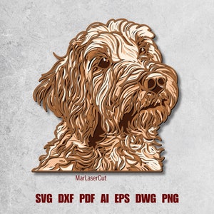 Multilayer Goldendoodle SVG Schnittdatei Laser Papierschnitt Labradoodle Sperrholz Schneiden Wandkunst Hund 3D-Schichtdesign Laser-Cut