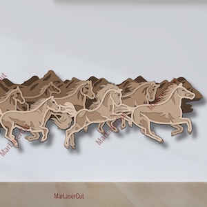 Paardenkudde gelaagde lasergesneden bestand 3D-paarden met meerlaagse dxf dwg multiplex snijden SVG-bestand 3D multiplex mandala paard sjabloon CNC DXF