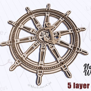 Multilayer Ship Wheel Laser Cut File Ship SVG Layered Svg Files Dxf ...
