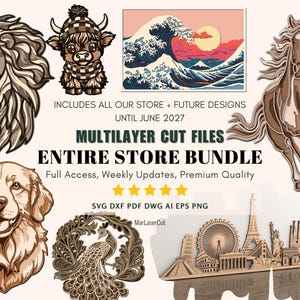 Multilayer Laser Cut Mandala Store Bundle Layered SVG Laser Cut File Bundle Layered Mandala files laser Digital Download DXF Layered Files