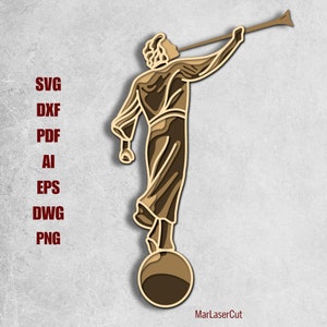 3D geschichtete Mormonen Engel Moroni Statue Laser Cut Datei 3D Layered Dxf Dwg Mormonen Figur Laser Cut SVG Datei Vorlage