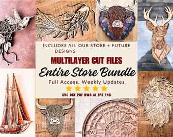 Multilayer Laser Cut Mandala Store Bundle Layered SVG Laser Cut File Bundle Layered Mandala files laser Digital Download DXF Layered Files