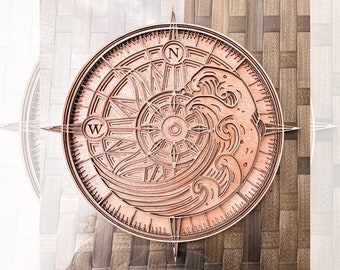 Multilayer Nautical Compass Laser Cut 3D File layered nautical compass SVG Dxf Svg Ai Dwg Pdf | Glowforge Silhouette Cricut Home Decor DIY