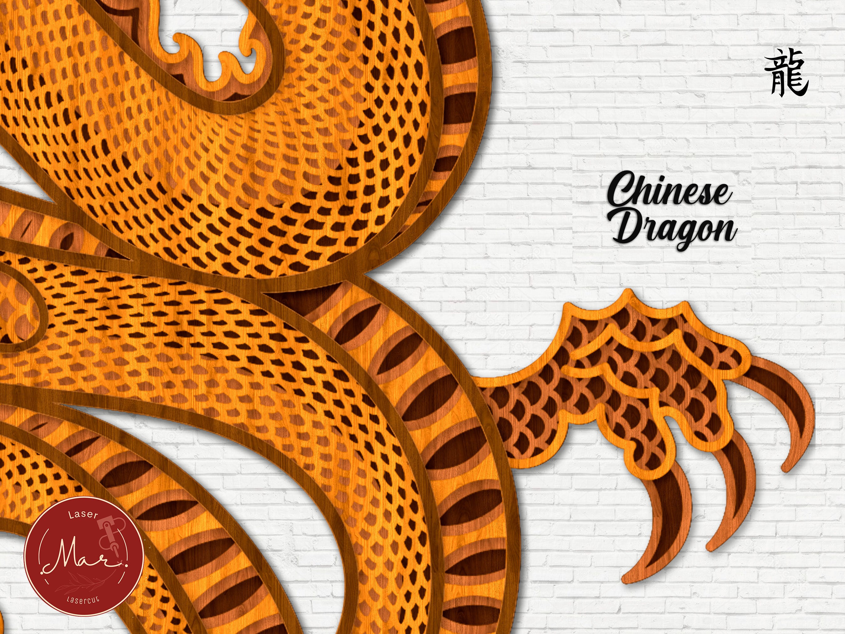 Multilayer Chinese Dragon Laser Cut File SVG Laser Cutting Dragon DXF ...