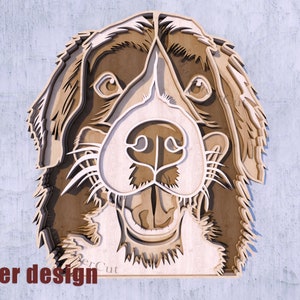 Berner Sennenhund Schicht Laser Cut 3D Datei SVG | Sofortiger Download Glowforge Silhouette Boho Wand Dekor DIY