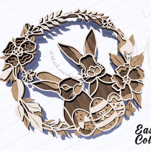 Multilayer Osterhasen Laser Cut 3D Datei SVG zum sofortigen Download Laser Cut Datei Vektor für Glowforge Cricut Ostern Haus Wand Dekor CNC