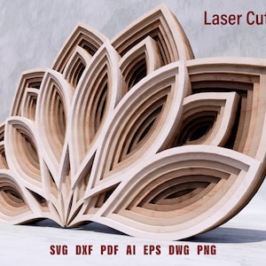 Mandala 3D Multilayer Wall Art Decor Laser Cut Dxf Glowforge Svg CNC Router Mandala Cutting Cut Silhouet Sjabloon Digitaal Bestand Gelaagde SVG