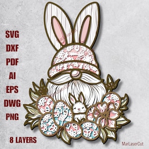 3D-Datei Osterhase Laser Cut Frohe Ostern 3D-Datei Schneidedatei Osterhase Datei Glowforge Ostern Layered SVG Cricut Laser Template