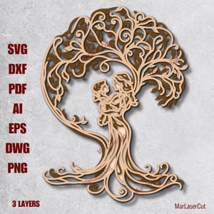 Multilayer Mutterbaum des Lebens Layered SVG Baum des Lebens SVG-Schnittdatei 3d Layer Baum des Lebens Mandala SVG Papierschnitt Multilayer Baum Laser
