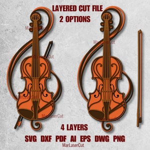 Violin Layered SVG: 3D Musical Mandala Cut File