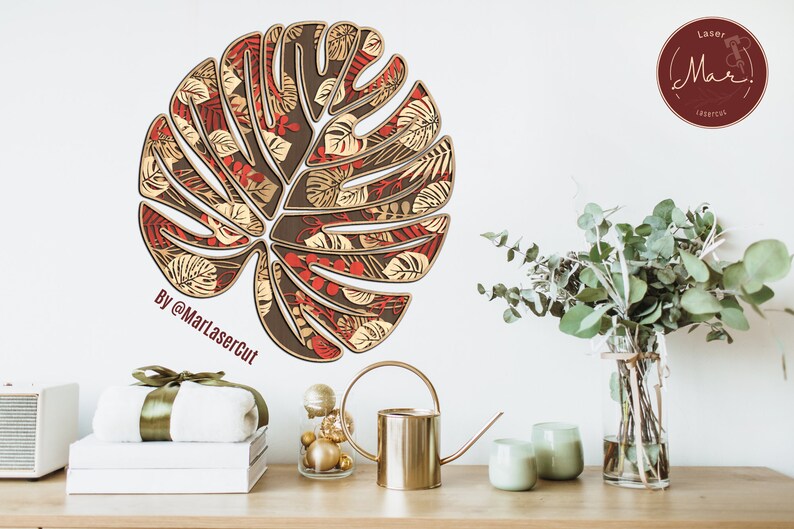 Monstera Leaf Laser Cut 3D File SVG | Instant Download Vector Pattern ...