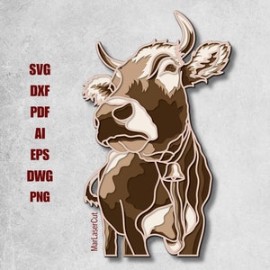 Layered Farm Cow SVG: 3D Laser Cut File (Digital Download)