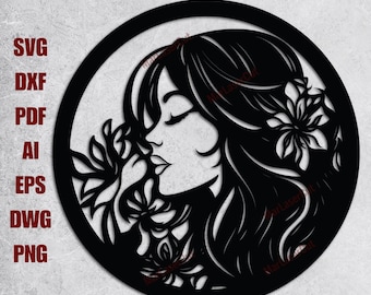 Multilayer Woman Laser Cut File, Mothers Day SVG, Layered Female Silhouette, 3D Mandala Woman, CNC Cricut Wall Art