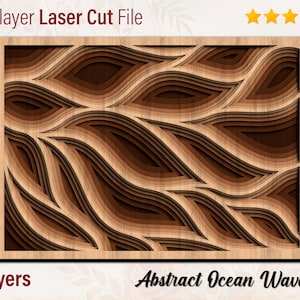 Abstracte golven Lasergesneden 3D-bestand Instant Download Oceaan Meerlaagse Lasergesneden bestand CNC Glowforge Mandala Boho Home Wall Decor Oceaangolven