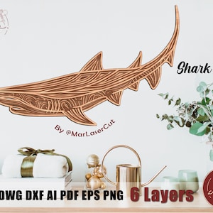 Ocean Vibes, Intricate Shark Mandala SVG - Laser Cut Ready. 3D Multilayer Mandala SVG Shark Mandala laser cut vector file DXF