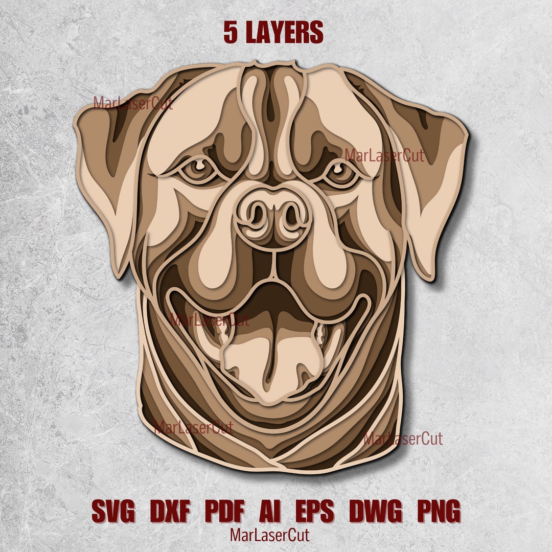 Multilayer Rottweiler SVG Laser Cut File, 3D Dog Mandala, Layered ...