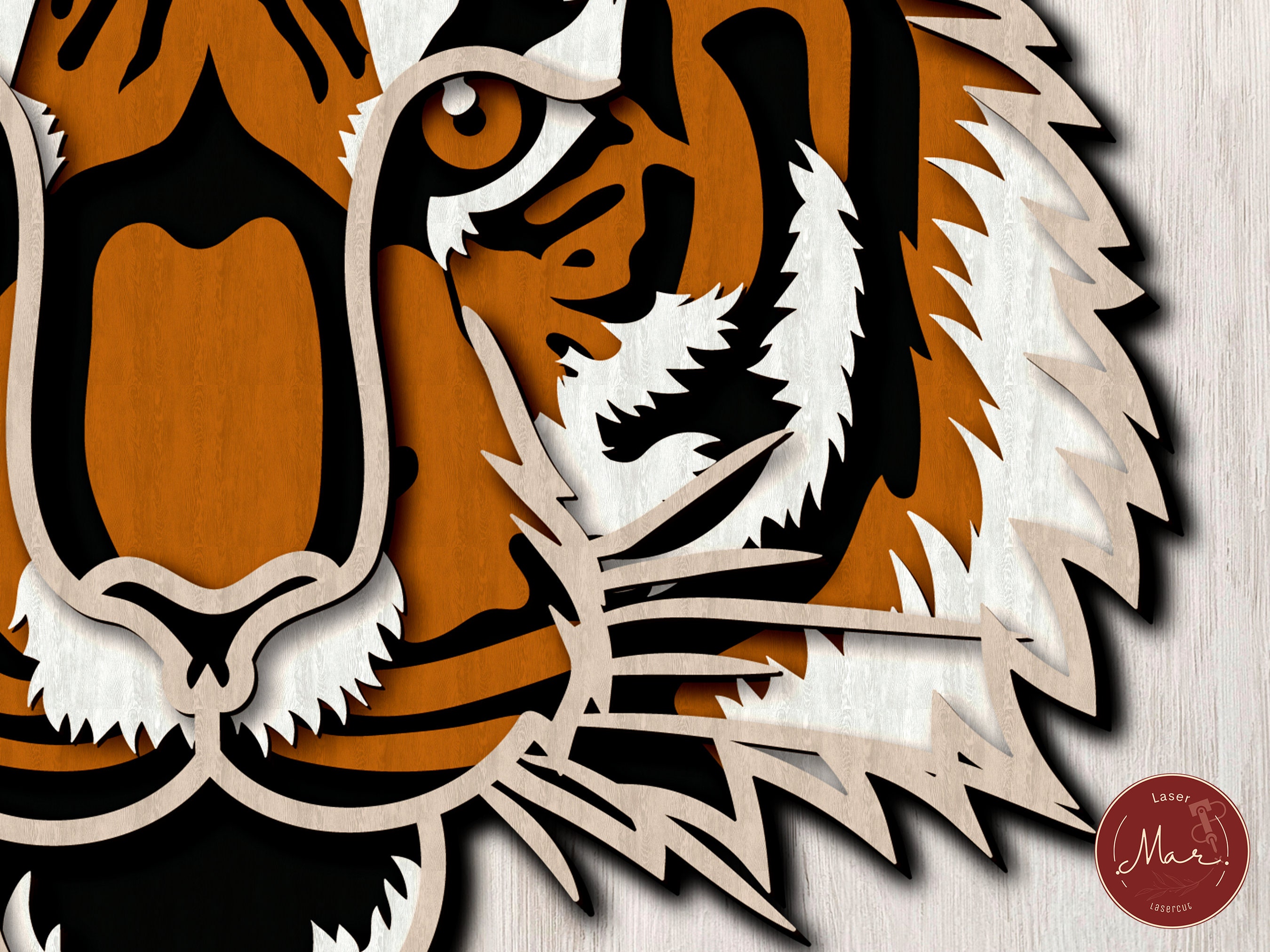 Multilayer Tiger Head Laser Cut File 3D Tiger Mandala Layered Dxf ...