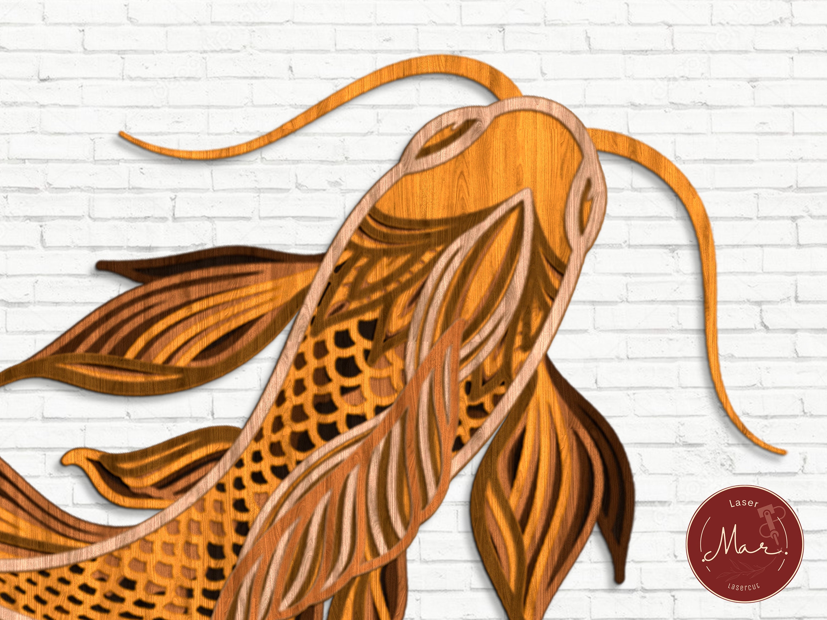Multilayer Koi Fish Laser Cut Digital File 3D Wood Art Home Etsy