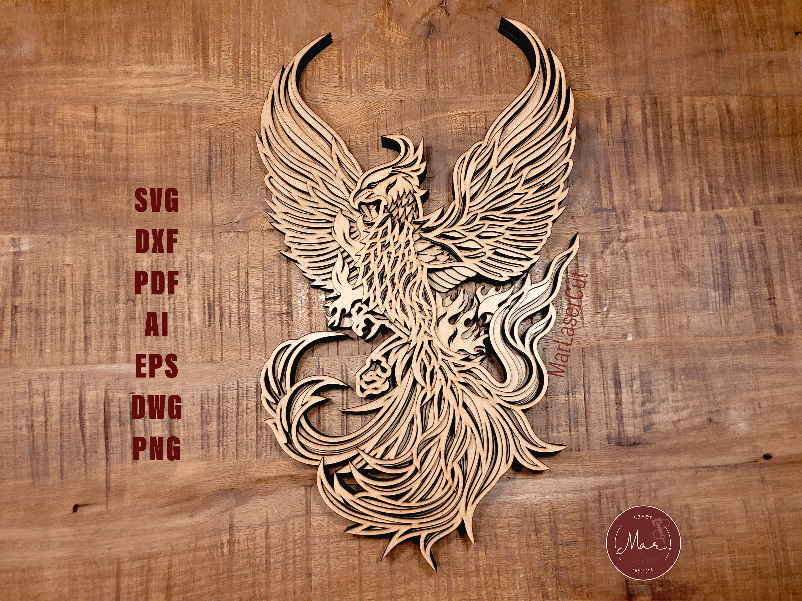 LOKZ PHOENIX 原画　一点もの　unique Multilayer Phoenix Laser Cut File 3D Layered Phoenix Paper