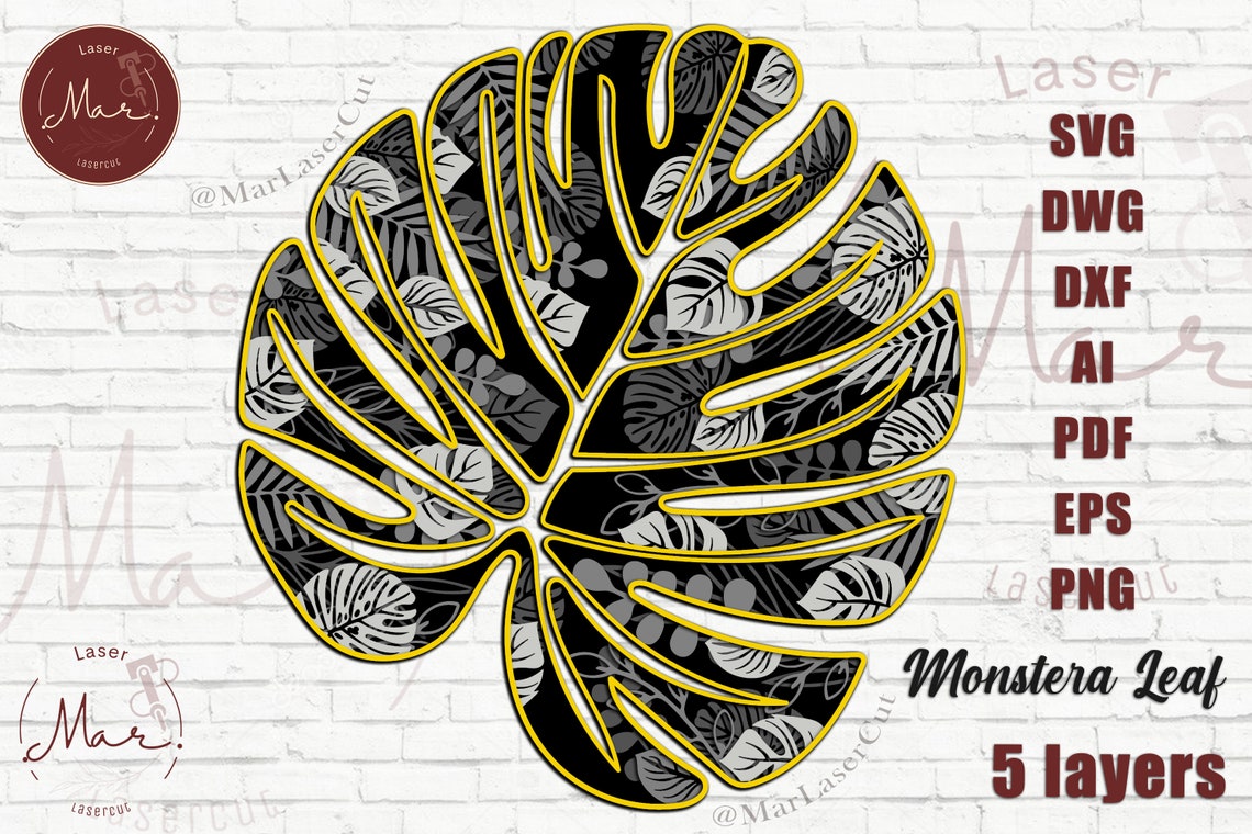 Monstera Leaf Laser Cut 3D File SVG | Instant Download Vector Pattern ...