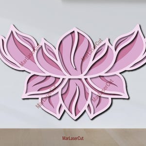 Multilayer Lotus SVG File 3D Balinese Flower Mandala Layered Dxf Dwg Plywood Cutting File 3D Plywood Mandala Flower Template CNC DXF
