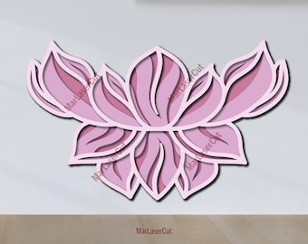 Multilayer Lotus SVG-Datei 3D Balinesische Blume Mandala Layered Dxf Dwg Sperrholz Schneidedatei 3D Sperrholz Mandala Blume Vorlage CNC DXF