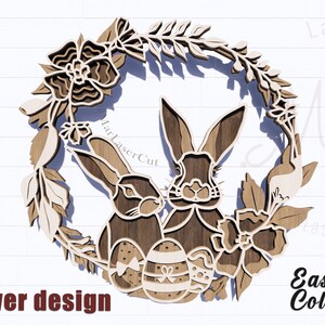 Osterhase Kranz Laser geschnitten 3D Datei SVG Frohe Ostern Laser geschnitten Datei Sofortiger Download Ostern SVG Design Glowforge Silhouette Cricut Dekor