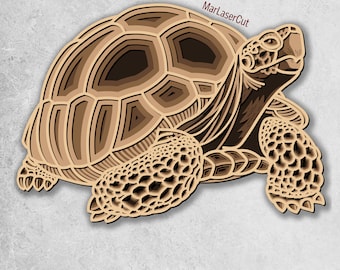Multilayer Tortoise Laser Cut 3D File SVG Instant Download Tortoise Vector Pattern Design Layered Turtle Paper Cut 3D Wood Wall Decor 3D