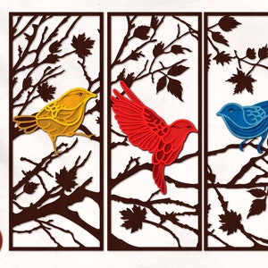 Geschichtete Vogel Wand Kunst SVG 3D Laser Cut Datei für Glowforge, Cricut, xTool Multilayer Vogel Mandala Vorlage für Holz oder Acryl