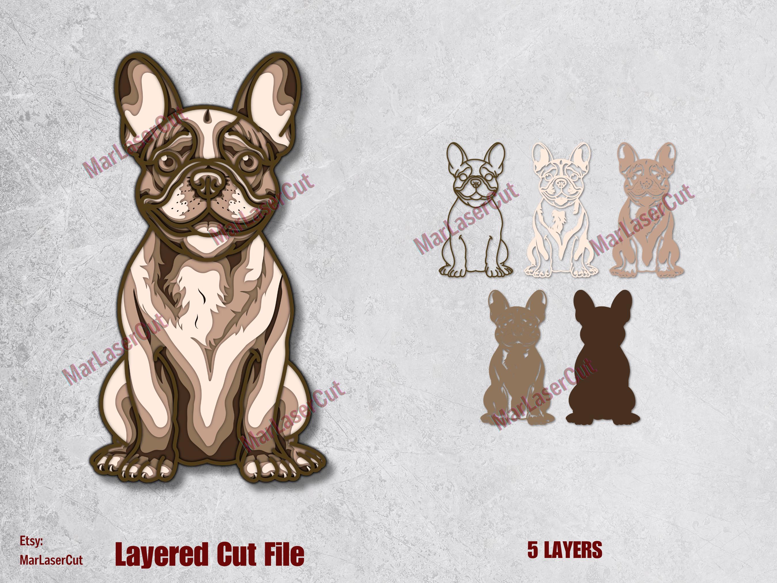 Multilayer French Bulldog SVG Cut File Laser Paper Cutting Frenchie ...