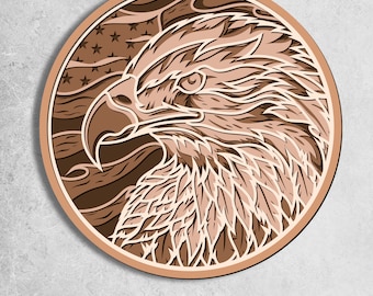 American Eagle Layered SVG USA Flag Svg Cut File 3d Layer American Mandala SVG Paper Cutting Multilayer Eagle Laser Cut file Dxf Cnc Laser