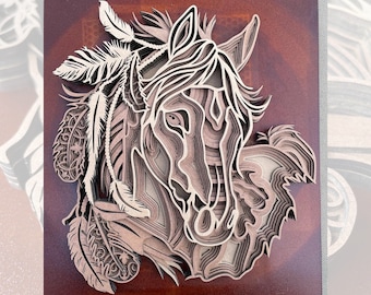 Horse Laser Cut File Horse Mandala Multi layered SVG Layer File Instant Download DXF Glowforge Cut File Boho Home Wall Art Laser Cut Ideas