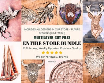 Multilayer Laser Cut Mandala Store Bundle Layered SVG Laser Cut File Bundle Layered Mandala files laser Digital Download DXF Layered Files