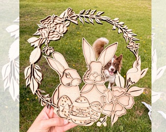 Layered Easter Bunnies Laser Cut Happy Easter 3D File SVG cutting file Easter Laser File Glowforge Easter Layered SVG Cricut Laser Template