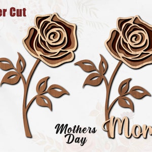 2 file Festa della mamma Rose Multistrato Taglio laser File 3D SVG Download istantaneo Dxf Svg Ai Eps Pdf Glowforge Silhouette Cricut Home Decor DIY