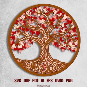 Baum des Lebens Layered SVG Baum des Lebens SVG Schnittdatei 3D-Schicht Baum des Lebens Mandala SVG Papierschnitt Multilayer Baum Laser Cut Datei svg
