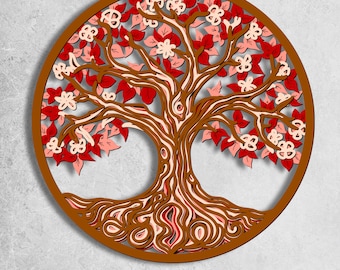 Tree of Life Layered SVG Tree of Life SVG Cut File 3d Layer Tree of Life Mandala SVG Paper Cutting Multilayer Tree Laser Cut file Svg