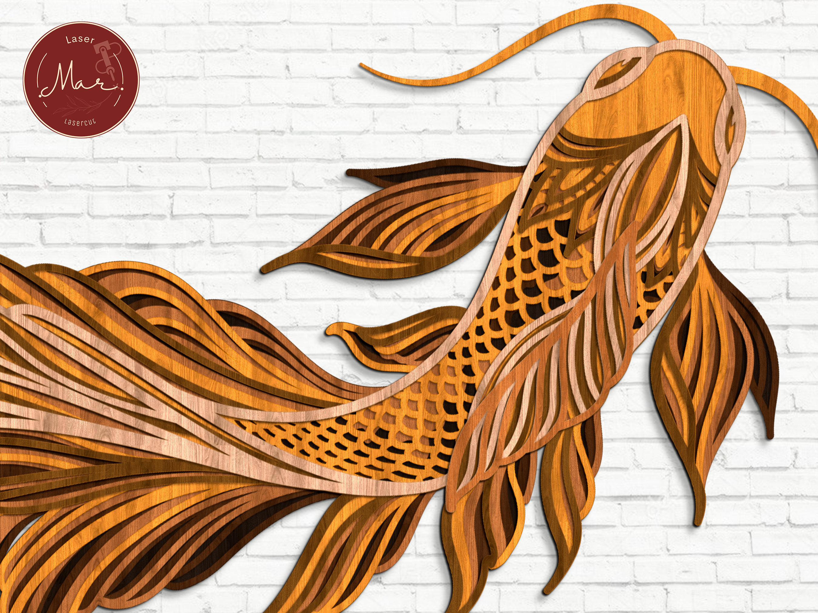 Multilayer Koi Fish Laser Cut File 3d Mandala Laser Wood File Layered ...