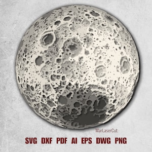 Archivo 3D de luna llena de 7 capas multicapa cortado con láser SVG, archivo de luna detallada cortada con láser DXF Svg, archivos Glowforge cortados con láser, decoración de arte de pared bohemio para el hogar