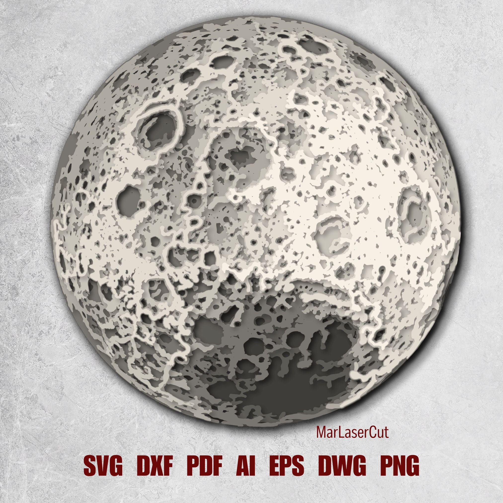 7 Layers Multi Layer Full Moon Laser Cut 3D File SVG