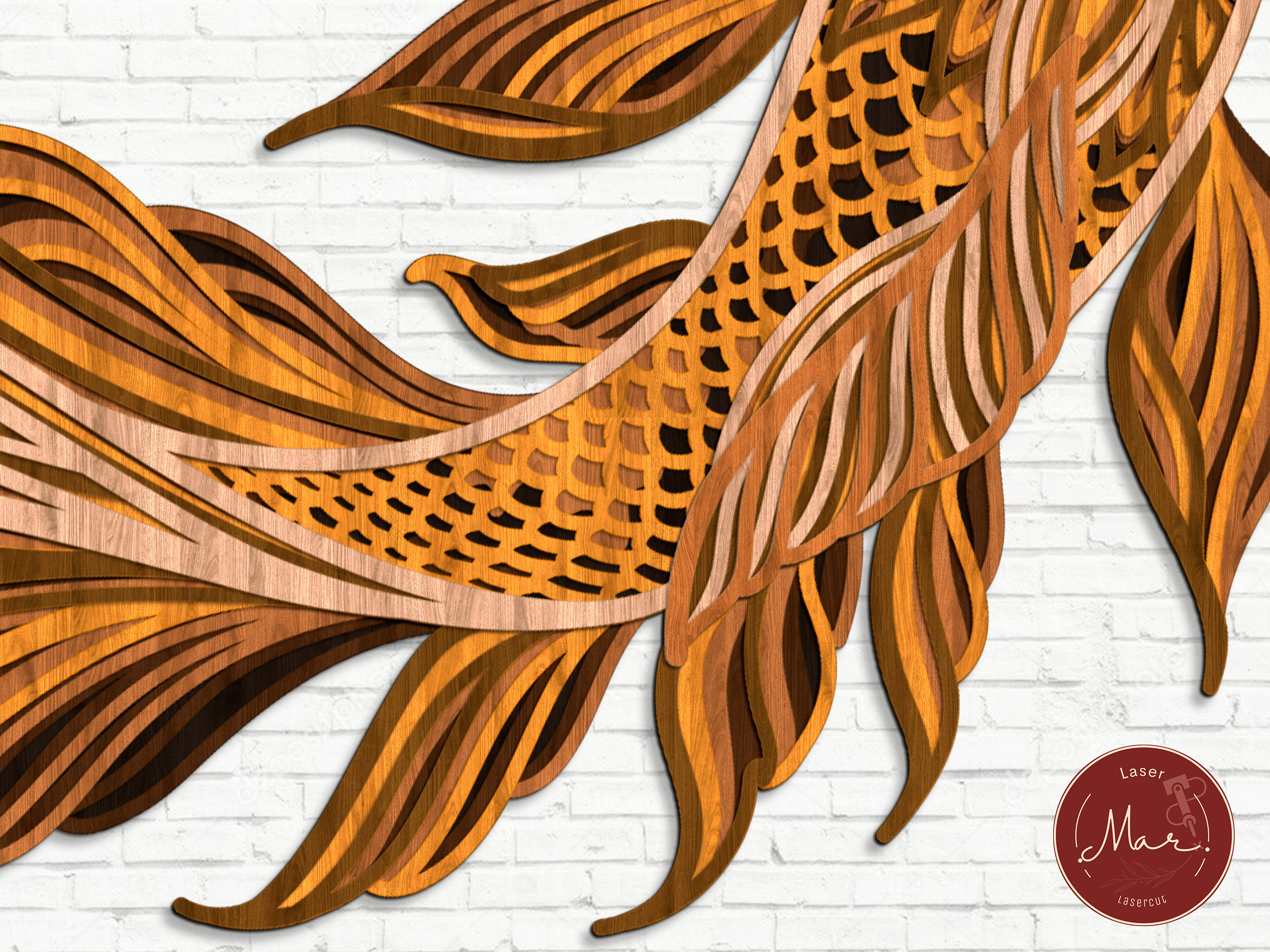 Multilayer Koi Fish Laser Cut File 3d Mandala Laser Wood File Layered ...