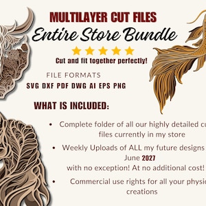 Layered Laser Cut Mandala SVG Store Bundle Multilayer SVG Laser Cut Bundle Layered Mandala file laser Digital Download DXF 3D Layered Files