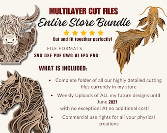Layered Laser Cut Mandala SVG Store Bundle Multilayer SVG Laser Cut Bundle Layered Mandala file laser Digital Download DXF 3D Layered Files