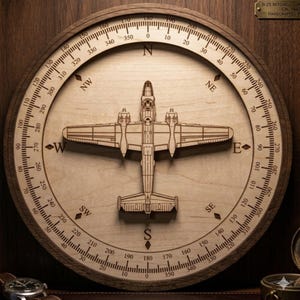 Bussola per aereo, file SVG a strati per taglio laser, bussola per aviazione, download immediato, laser cut, pilota, mandala, modello di aereo per taglio laser, laser DXF