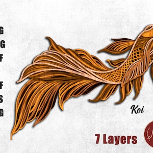 Multilayer Koi Fish Laser Cut File SVG Japanese Laser Cut Fish SVG Multilayer Asia Koi Layered SVG Koi Laser Cut Fish 3d Layered Fish Laser